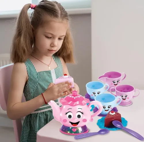 PLAY Circle Juego De Té Musical De 17 Piezas Con Tetera Cantante | Incluye Tazas, Platillos, Cucharas Y Cupcakes | Para Niños +3 Años