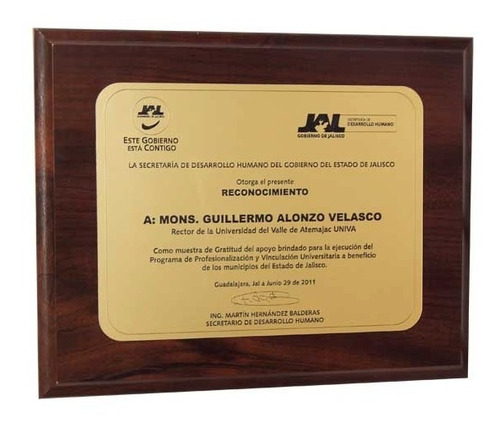 Reconocimientos De Madera Placa 1/2 Carta, Grabado Laser.
