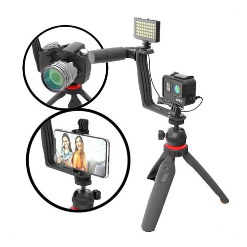 Kit Blogging Streaming Tripode + Iluminador Led + Mic Selfie