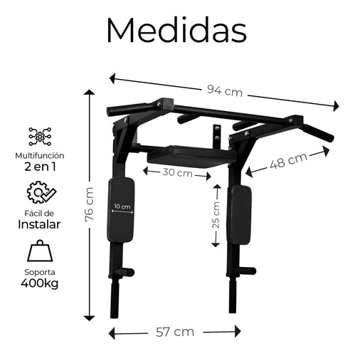 Barra De Dominadas Home Gym 8 Ejercicios Soporta 400kg