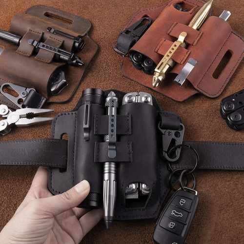 Nuevo Funda Multiherramienta, Funda De Cuero Edc For Hombre
