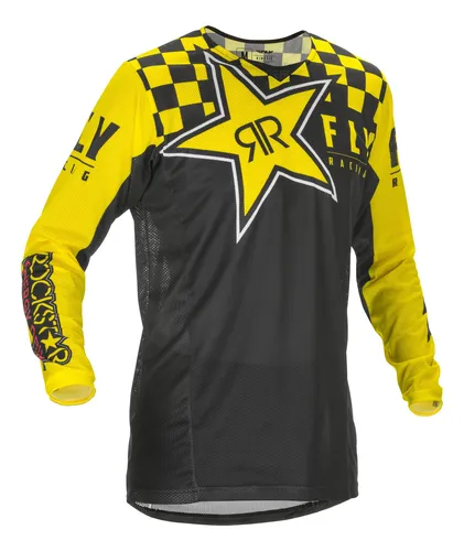Jersey Fly Racing Kinetic Rockstar Mesh Negro amarillo rojo