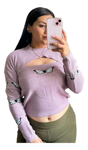 Sueter Crop Top Tejido Para Uso Casual (Usado)