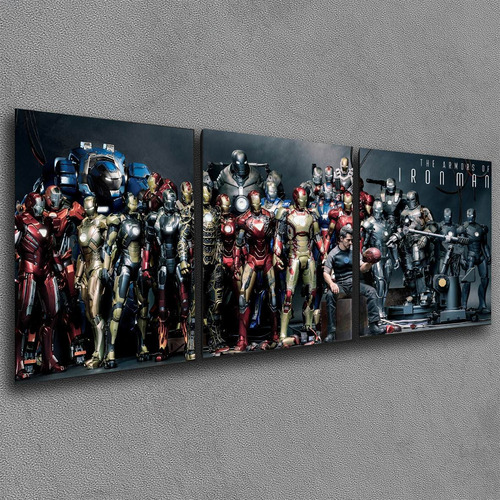 Cuadro Triptico 90x40x4cm Armors Of Ironman