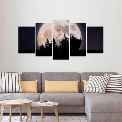 Marco decorativo de mosaico con forma de lobo con forma de lobo en luna llena