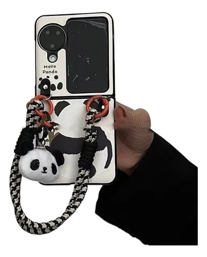 Funda De Piel De Panda De Bambú Para Oppo Find N3 Flip