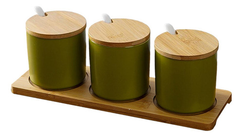 3 Uds. De Tarros De Especias De Cerámica Con Tapa, Cuchara