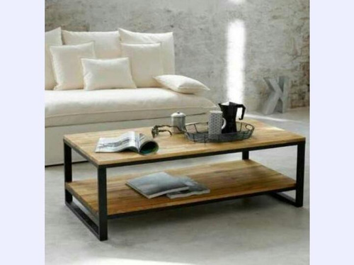 Mesa Centro Baja Mesita Sala Comedor Decorar Hierro Madera