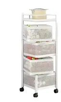 Comprar Estante Organizador Carro 4 Niveles Con Ruedas Cuadrado Color Blanco