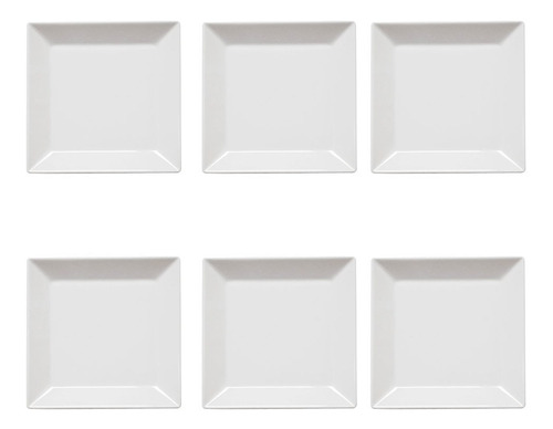 Set Platos Playo Cuadrados De Porcelana Oxford X6 Blanco