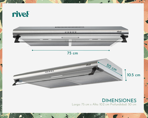 Campana Extractora Cocina 75cm Rivel Camp-ixb75 Acero Inox Color Plateado