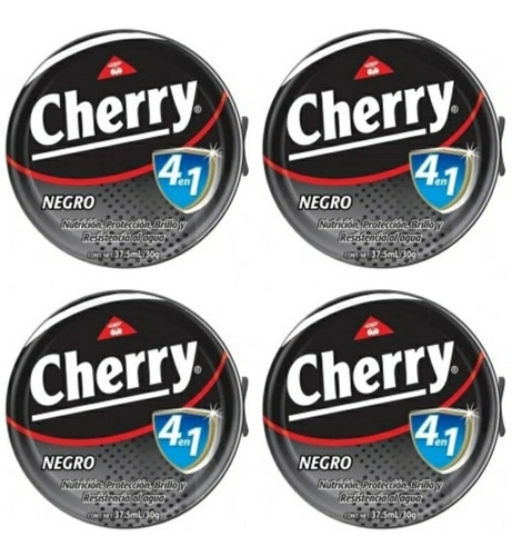 Crema Cherry Negra Betún 4 En 1 Para Pulir Botas 4 Unidades 