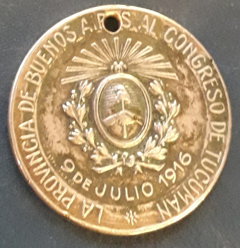 Medalla Plata 22 Gr. 9 De Julio 1816 1916 Tucuman 38mm