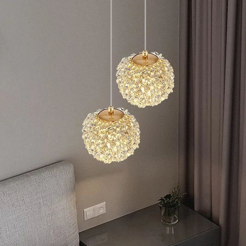 Lustre Pendente Globo De Cristal 13,5cm G9 Cor Dourado 110v/220v