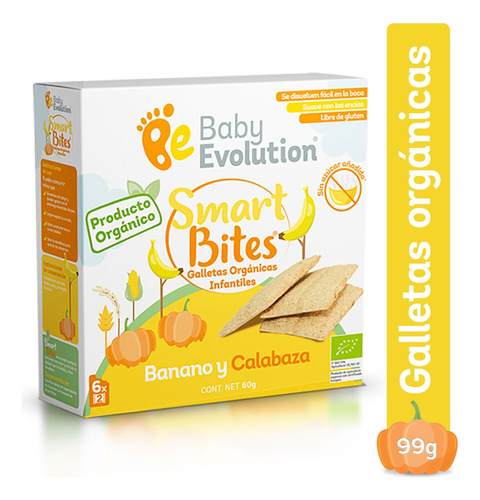 Galletas Organicas Baby Evolution Banano Y Calabaza X 6und
