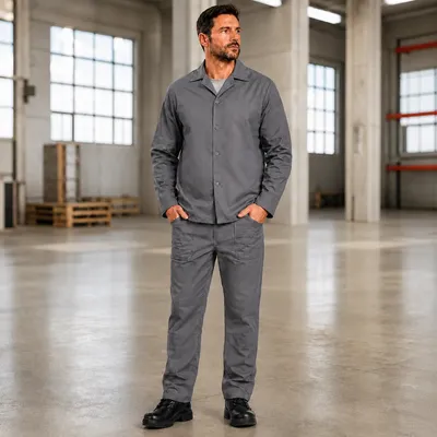 Conjunto Camisa Calça Brim Uniforme Trabalho Pesado Obra