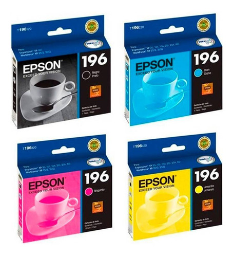 Pack De 4 Cartuchos Epson Xp401 Xp411 - T196 Originales