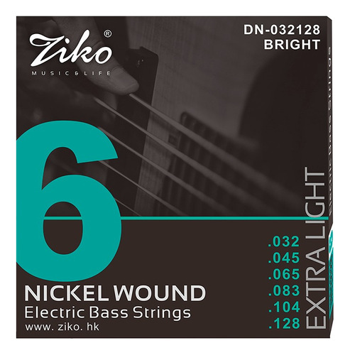 Ziko Cuerdas Bajo Eléctrico 6 Cuerdas Dn-032128