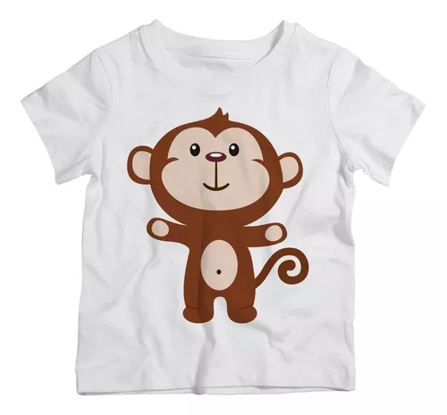 Camiseta Infantil Macaco Filhote Animal Fofo Desenho