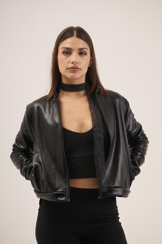 Campera Frizada Metalizada Spencer Mujer Naif.