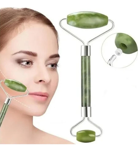 Rolo Massageador Facial Pedra Natural De Jade Anti Rugas