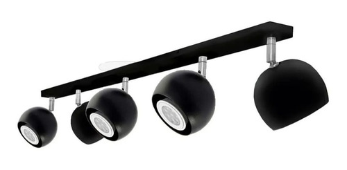 Aplique Negro Barral Riel 5 Luces Led Cabezal Direccional