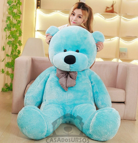 Urso Azul Grande Gigante 1,30 Metros 130cm Presente Namorada