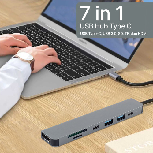 Dock Hub Usb-c 7 En 1 Hdmi 4k Sd/tf Usb 3.0 Pd / Tipo C X2