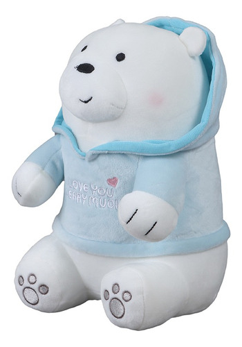 Lã polar Miniso Plush We Bare Bears com capuz e suéter 23,8 cores brancas