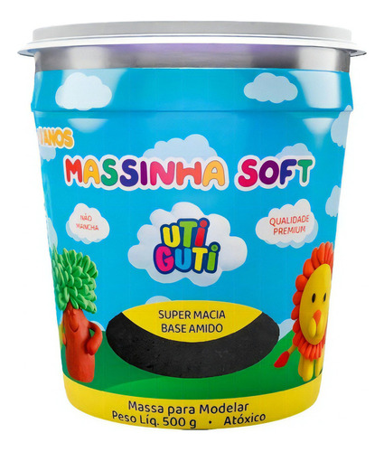 Massinha De Modelar Soft Pote 500gr Utiguti Cores Sortidas Cor Preto