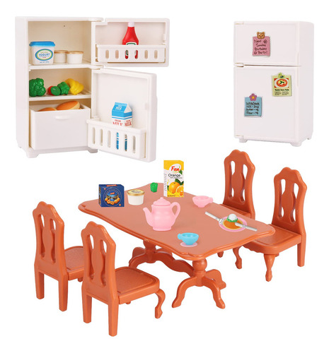 Juego De Muebles Para Casa De Muñecas Con Comedor Miniatura