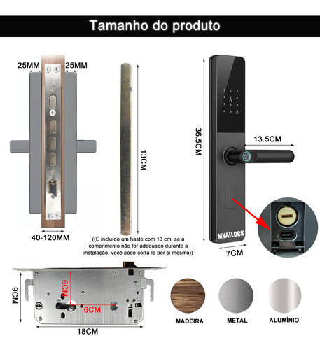 Fechadura Eletronica Digital Biometriasenha Extern Bluetooth Tuya