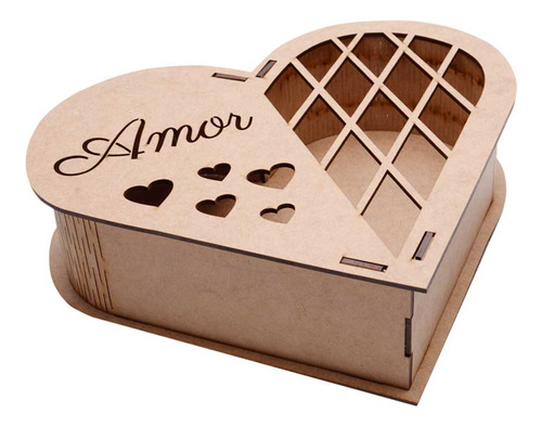 Imagem 4 de 6 de Caixa Coração Mdf Amor M 22,5x17x6cm Hot Pink