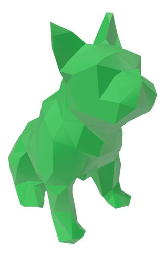 Bulldog Francês Sentado Pet Low Poly Geométrico Decoração 3d