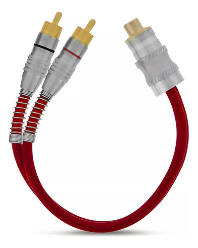 Cabo Coaxial Rca Y Blindado 2 Machos E 1 Fêmea 30cm Ouro