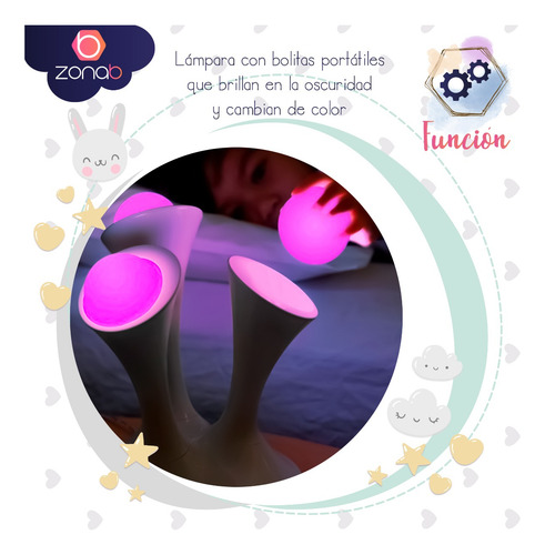 Lampara Niños Bebé Luz Noche Recamara Buro Pelotas Luminosas