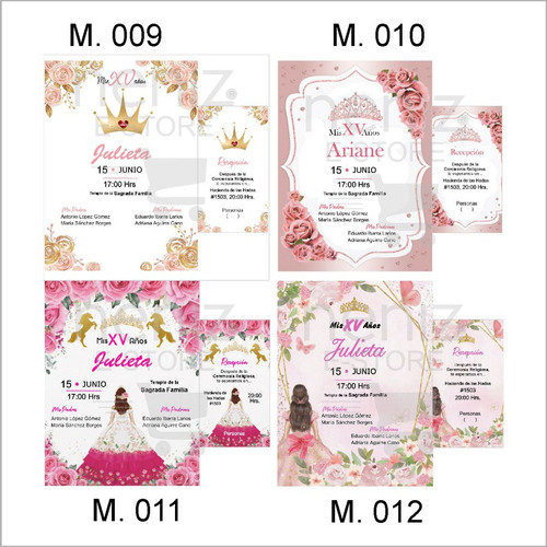 5 Invitaciones Rosa Palo +pases+sobres Celofán+sellos