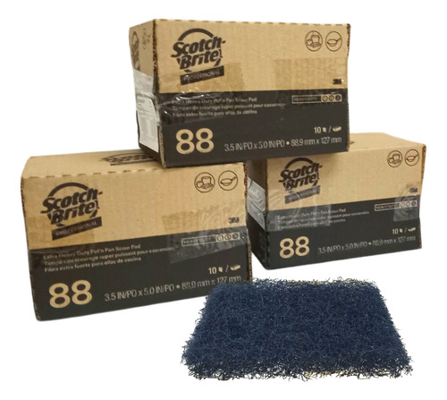 Fibra Scotch Brite Azul P88 Uso Rudo 3 Cajas Son 30pz