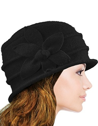 Gorro De Lana Para Mujer Dahlia Con Flor Color Negro