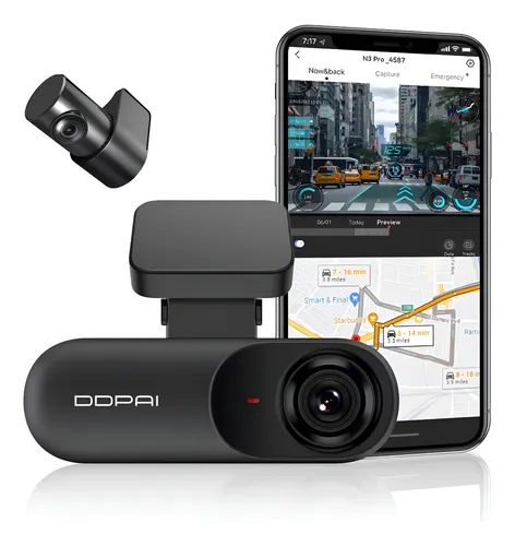 Câmera Veicular DDPAI N3 Pro GPS Frontal e Traseira 1600P+1080P F...