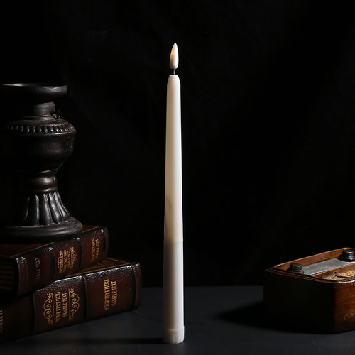 12 Velas Compridas Led Castiçal Chama Oscilante