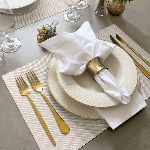 12 Jogo Americano Mesa Posta Luxo Impermeável Pvc Mz Liso Cor M3 Bege Claro Escuro Palha Sisal Verde