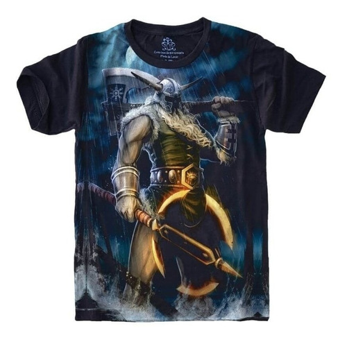 Camiseta Plus Size Unissex Preta Olaf League Of Legends