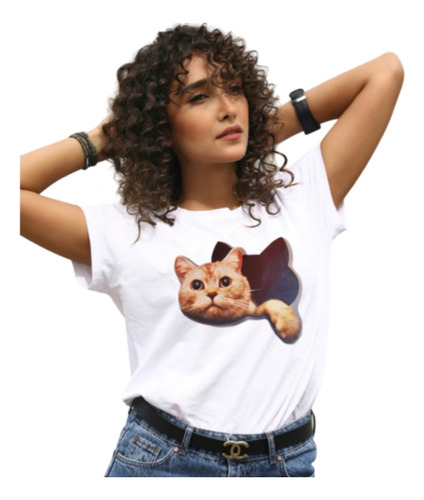 Playera De Gato Regalo Mujer Obsequio Michi Gatito