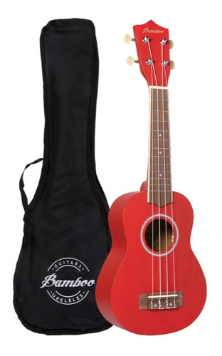 Ukelele Soprano Bamboo Con Funda Bu 21m Color Rojo + Funda