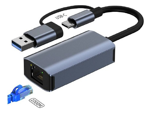 Adaptador Red Ethernet 1000mbps Usbc/usb Rj45 Lan 1 Gb/s Otg