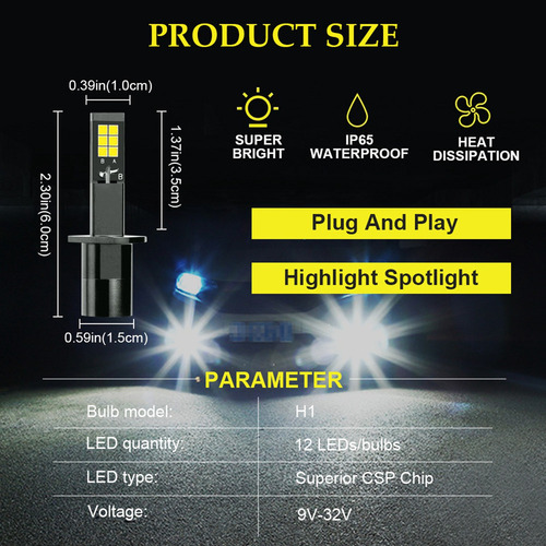 Bombilla Led Antiniebla H1, Ámbar Y Blanco, De Dos Colores,