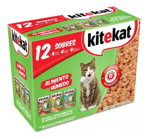 Alimento Humedo Para Gato Adulto Kitekat Pack X12 Und 85g