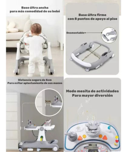 Andador Gris Portátil Para Bebé Con Ruedas Gris