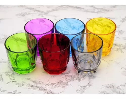 Juego De Vasos De Vidrio Colors Para Whiskey 11 Oz - 6 Pzas